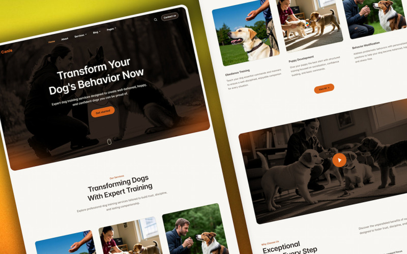Canis - Innovatieve HTML-websitesjabloon voor hondentrainingsdiensten