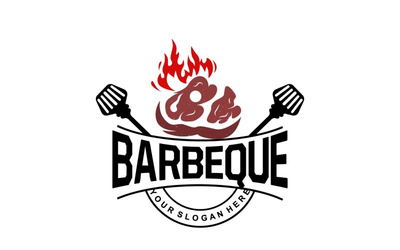 Logo Barbeque Hot Grill Design BBQ GrillV2