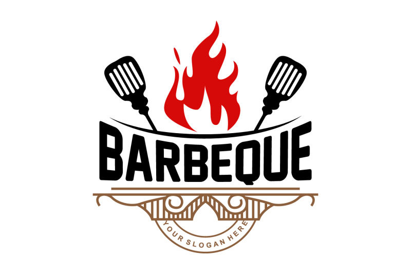 Logotipo de churrasco Hot Grill Design BBQ GrillV10