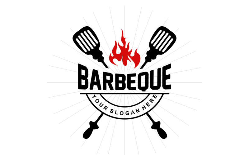 Logotipo de churrasco Hot Grill Design BBQ GrillV8