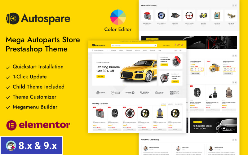 Autospare - Prestashop Responsief Thema voor auto- en auto-onderdelenwinkel
