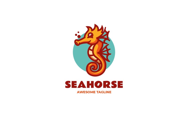 海马简单吉祥物标志 3