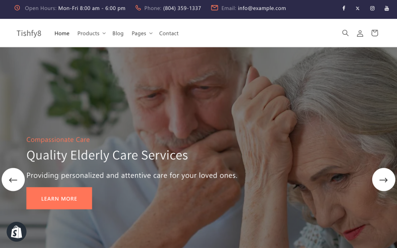 Tishfy8 - Ouderenzorg Shopify 2.0-thema