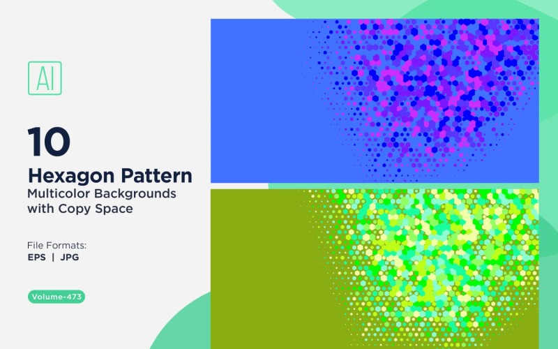 各种尺寸的彩色六边形多功能图案背景 473