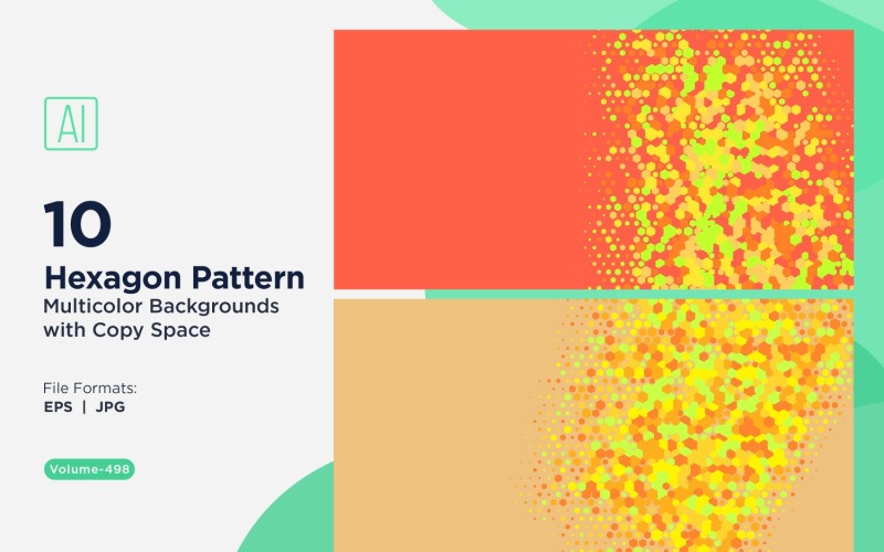 Kleurrijke zeshoek van verschillende formaten Veelzijdig patroon Achtergrond 498