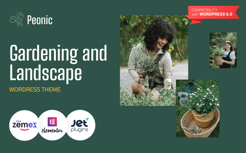 Peonic - Tema WordPress para Design de Jardins e Paisagismo para Sites de Serviços de Jardinagem e Manutenção de Gramados