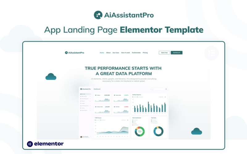 AiAssistantPro: plantilla Elementor para página de destino de aplicaciones