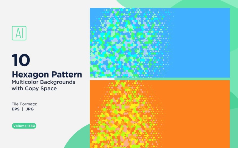 Esagono colorato di varie dimensioni Versatile modello di sfondo 480