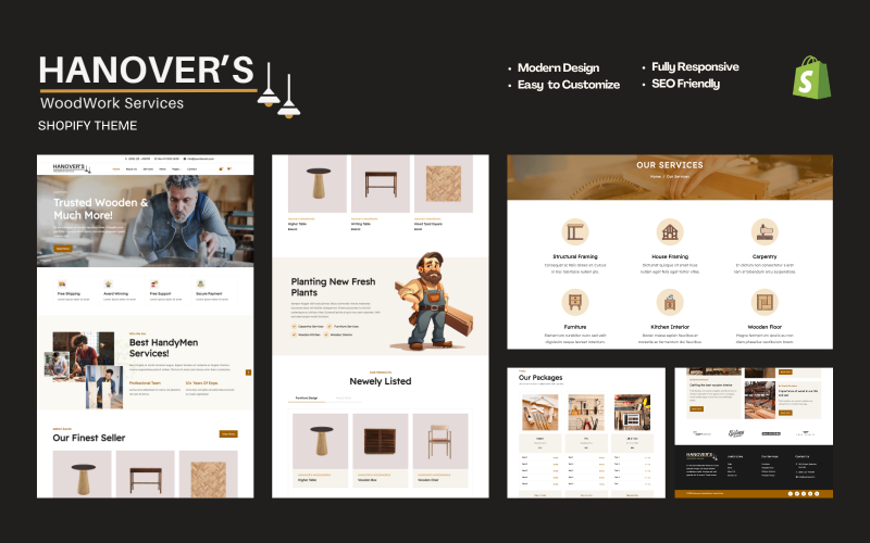 Hanover - Tema Shopify per lavorazione del legno e arredamento