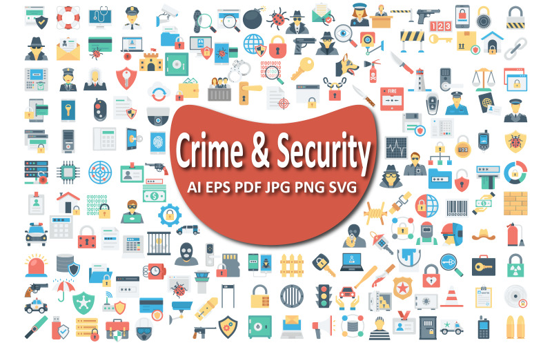 Colección de iconos sobre delincuencia y seguridad para proyectos de seguridad