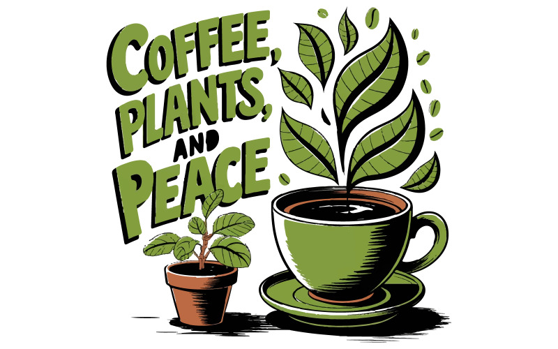 Une tasse à café en forme de feuilles