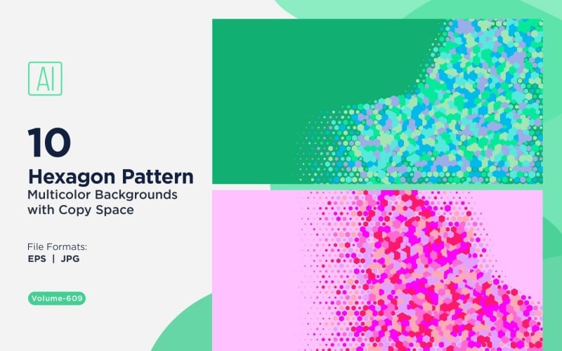Buntes Sechseck in verschiedenen Größen, vielseitiger Musterhintergrund 609