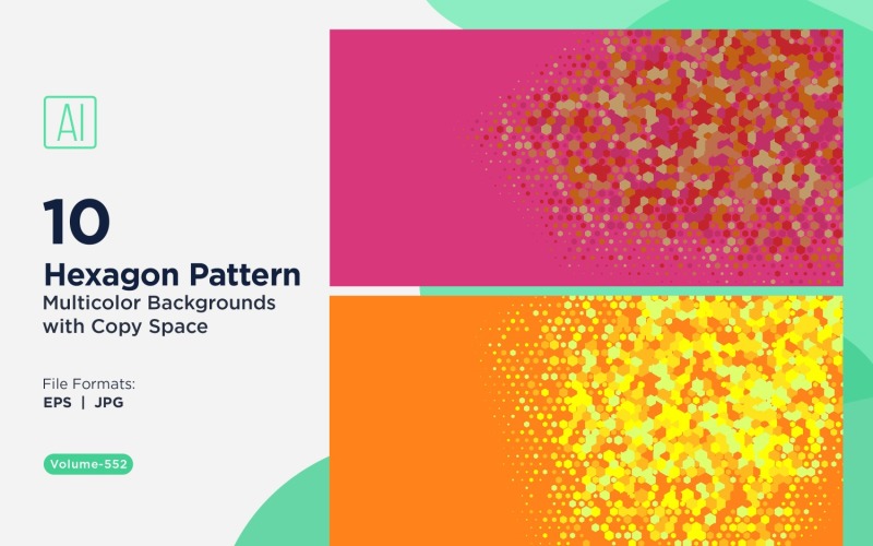 Hexagone coloré de différentes tailles, motif de fond polyvalent 552