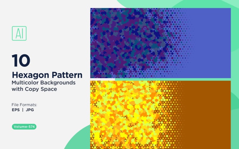 Hexagone coloré de différentes tailles, motif de fond polyvalent 574