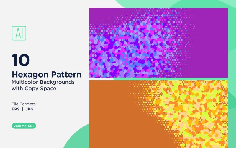 Hexagone coloré de différentes tailles, motif de fond polyvalent 587