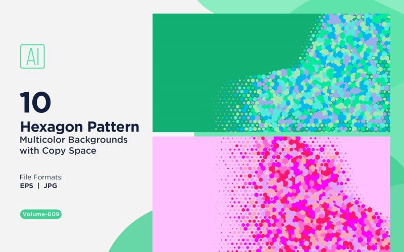 Hexagone coloré de différentes tailles, motif de fond polyvalent 609