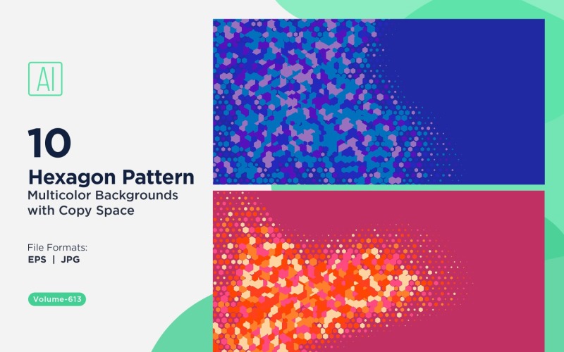 Hexagone coloré de différentes tailles, motif de fond polyvalent 613