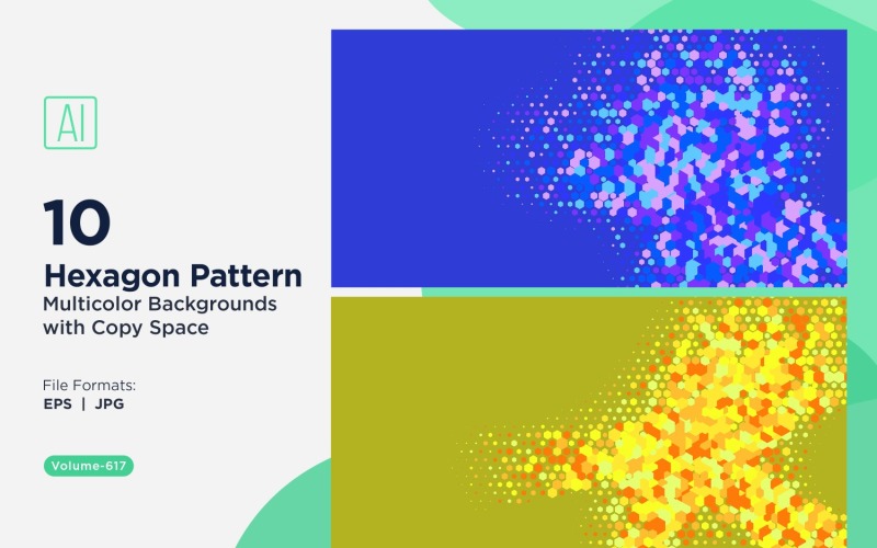Hexagone coloré de différentes tailles, motif de fond polyvalent 617