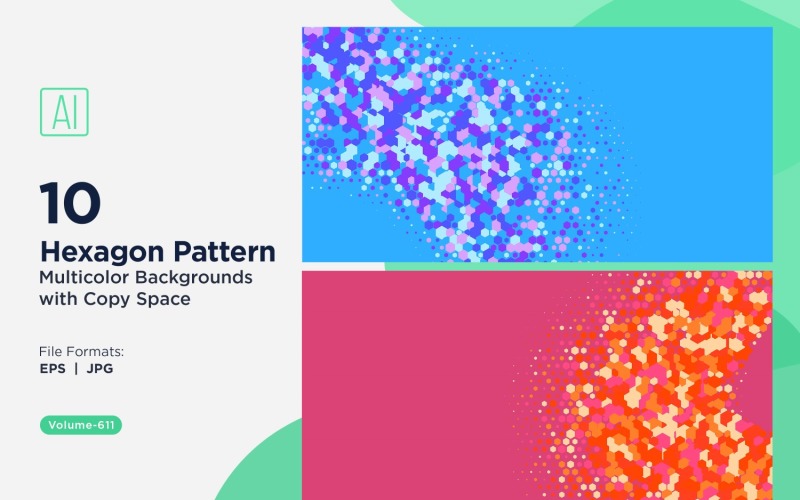 Kolorowy sześciokąt o różnych rozmiarach, uniwersalny wzór tła 611