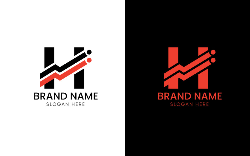 Буква H фінансової діаграми logo-09-355