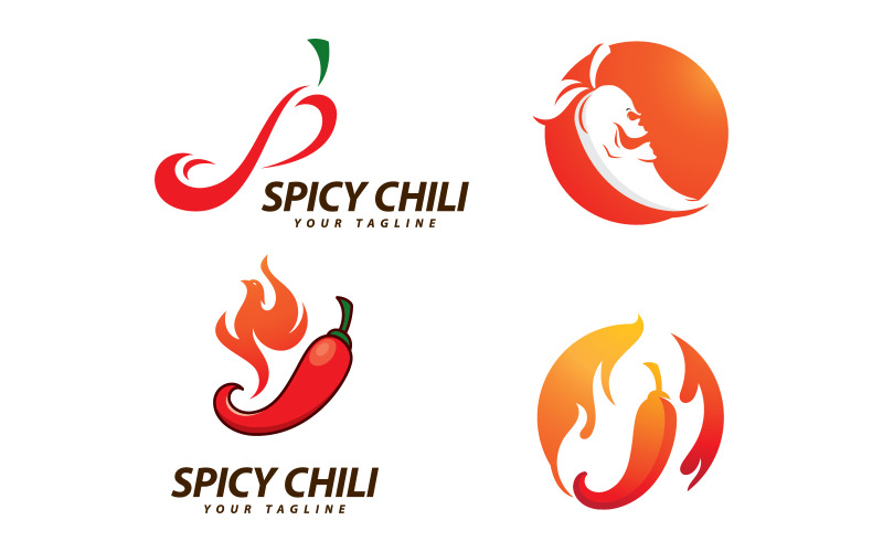 Plantilla de símbolo de comida picante con logotipo de chile vectorial V15