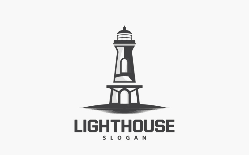 Szablon wektora logo latarni morskiej Sea Tower V2