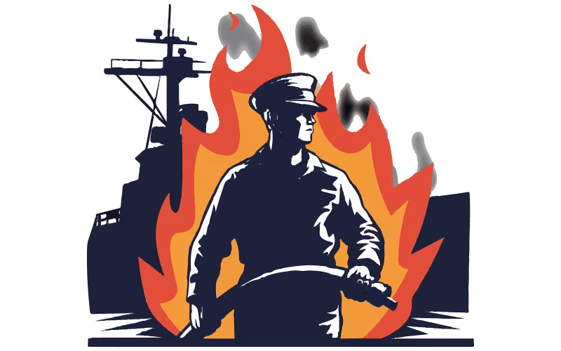 Um logotipo de uma ilustração de arte de silhueta da Marinha