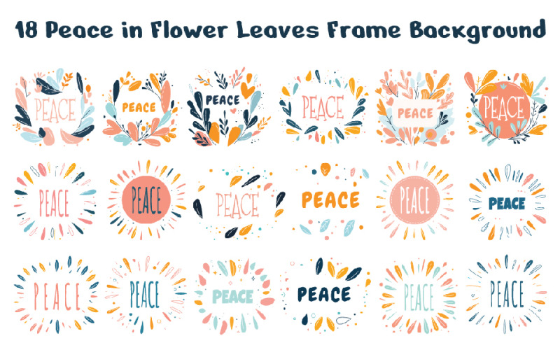 18 Cadre de paix dans les feuilles de fleurs en arrière-plan