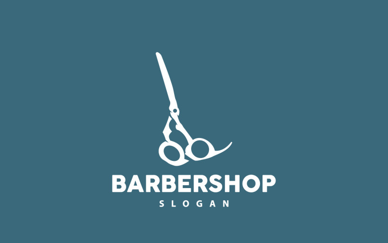 Logotipo de peluquería tijeras vector retro vintage v1