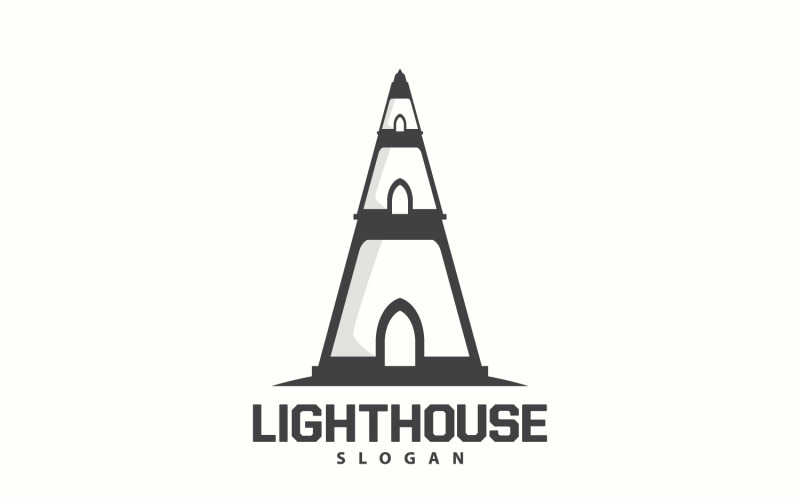 Vuurtoren Logo Zee Toren Vector Sjabloon V5