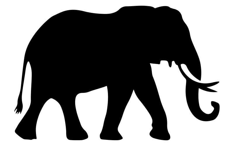 Diseño de silueta negra vectorial de elefante caminando para camiseta