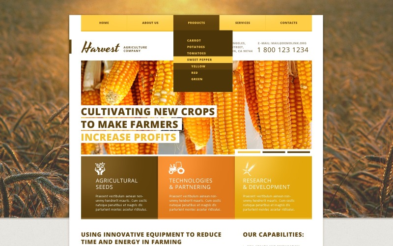 Modello di sito Web reattivo per l'agricoltura
