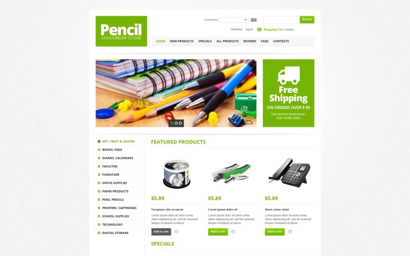 шаблон карандаша zencart