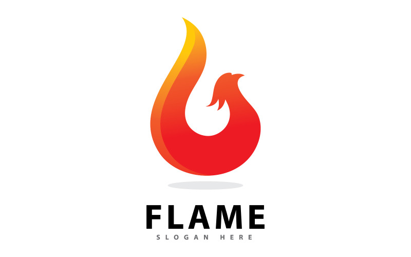 Abstract Vuurvlam Logo Symbool met Verloopkleur V1