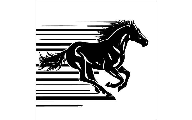 Diseño de silueta negra vectorial de caballo galopando
