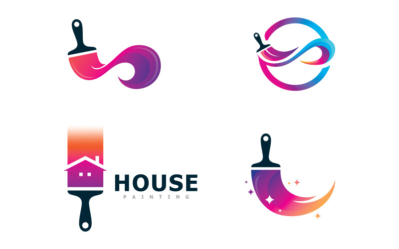 Malování loga v plné barvě luxusního designového stylu. Creative Brush concept V14