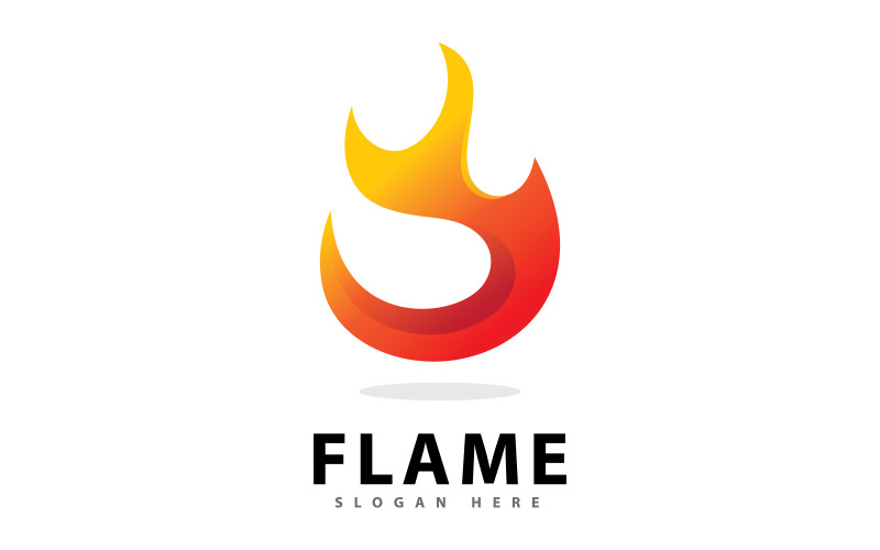 Simbolo astratto del logo della fiamma del fuoco con colore sfumato V5