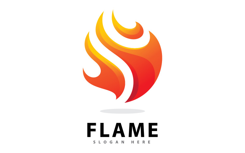 Simbolo astratto del logo della fiamma del fuoco con colore sfumato V6