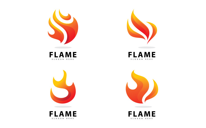 Abstrakt Fire Flame Logo Symbol med Gradient Färg V13