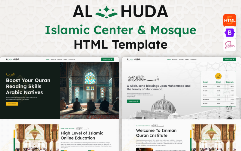 AL HUDA - 电子学习伊斯兰中心和清真寺 HTML5 网站模板