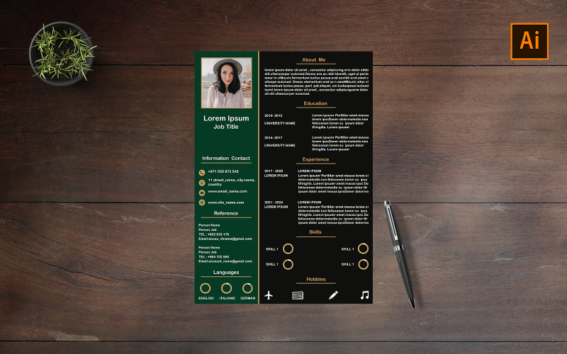 Бесплатный современный шаблон резюме и CV