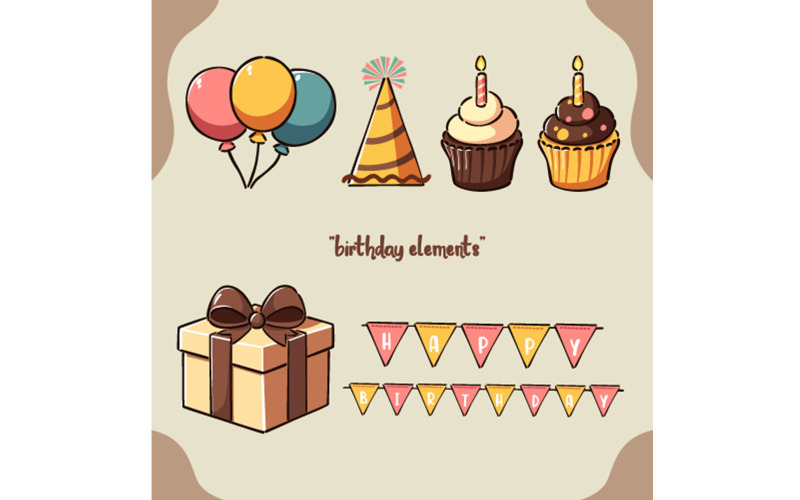 Collezione Elementi di Compleanno Colorati