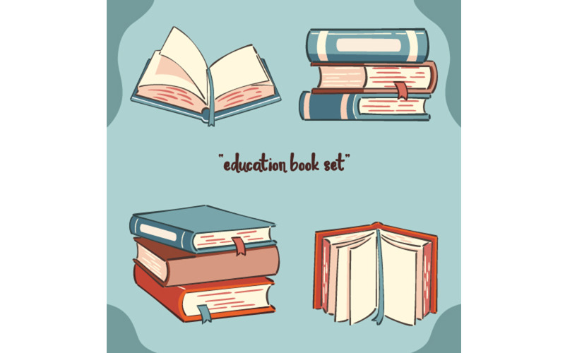 Conjunto de livros educativos desenhados à mão