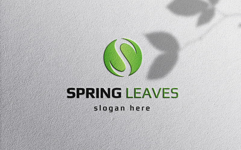 Diseño de logotipo con la letra S de Spring Leaves