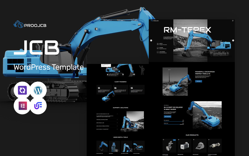 Proojcb - Thème WordPress Elementor pour machines lourdes et construction