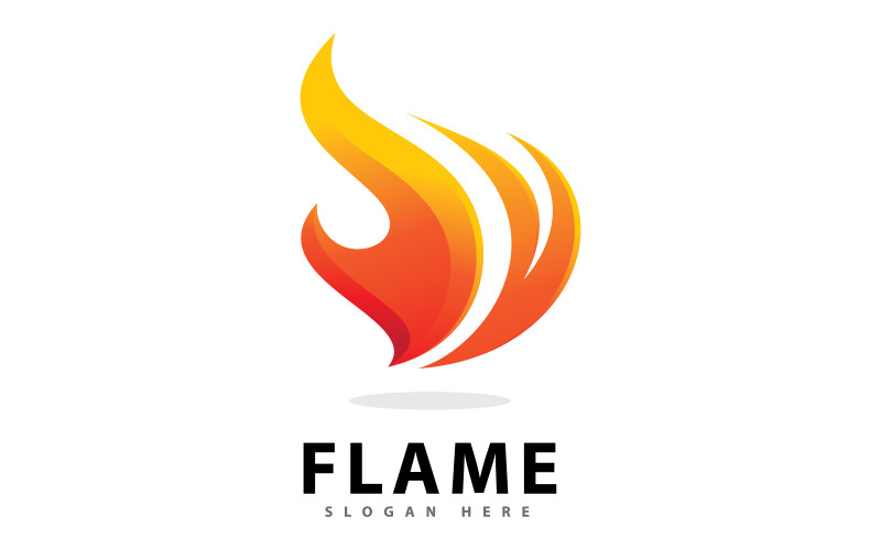 Símbolo de logotipo de chama de fogo abstrato com gradiente de cor V9