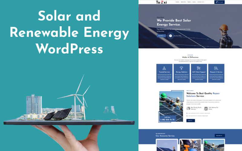 Tozxi – WordPress-Theme für Solar- und erneuerbare Energien