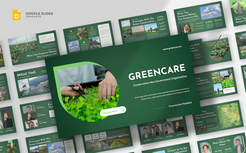 Greencare - Plantilla de Google Slides para ONG de conservación