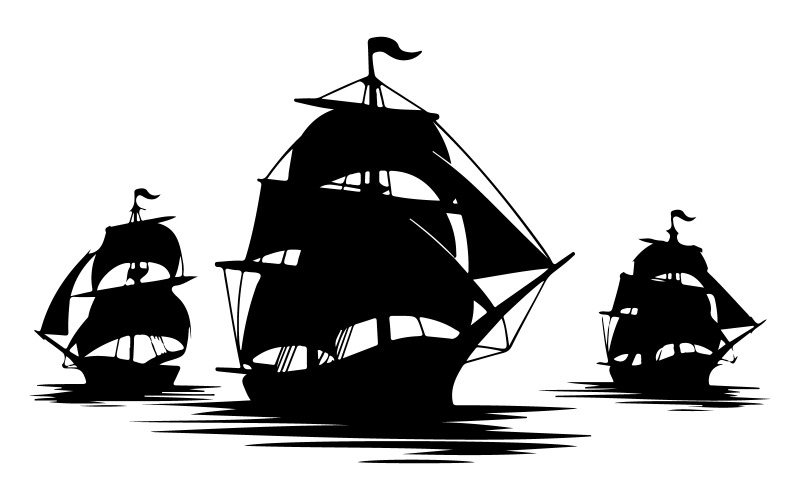 En svart siluett en segelbåt