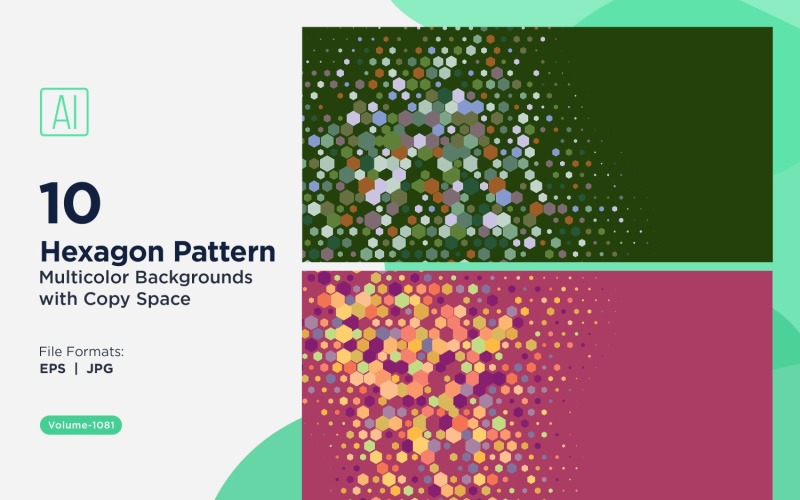 Hexagone coloré de différentes tailles, motif de fond polyvalent 1081